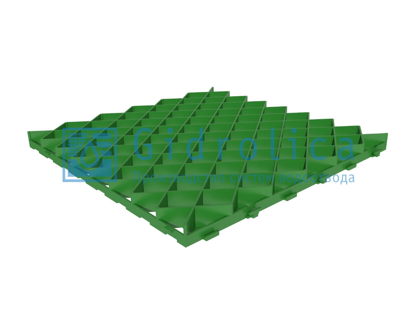 Решетка газонная Gidrolica Eco Pro РГ-60.60.4 - пластиковая зеленая арт. 605