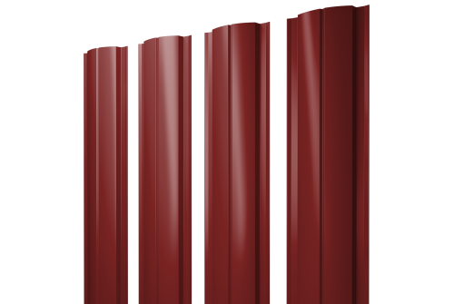 Штакетник Полукруглый Slim с прямым резом 0.45 PE RAL 3011 коричнево-красный