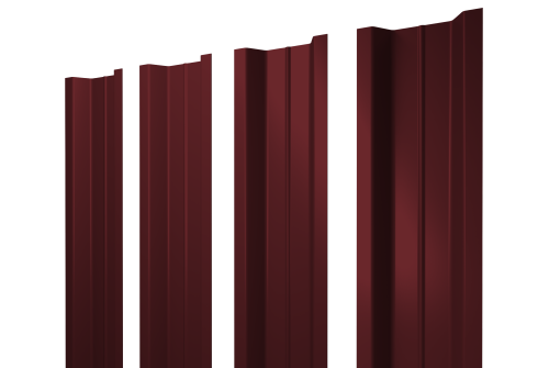 Штакетник П-образный В с прямым резом 0,5 Satin RAL 3005 красное вино