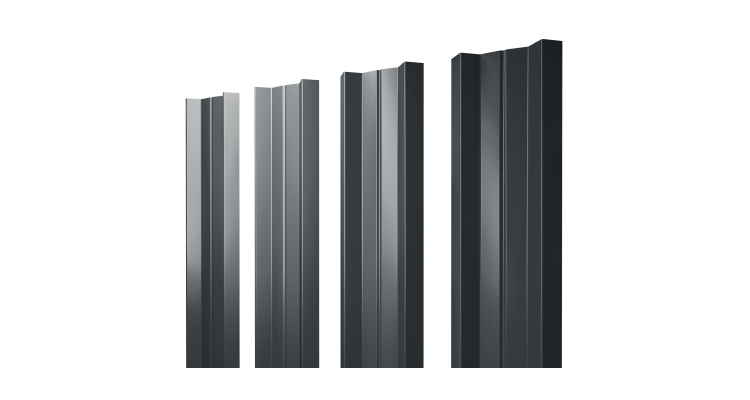 Штакетник М-образный А с прямым резом 0.5 Drap RAL 7016 антрацитово-серый