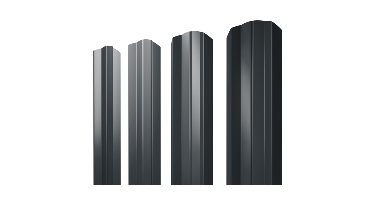 Штакетник М-образный А фигурный 0,45 PE-Double RAL 7016 антрацитово-серый