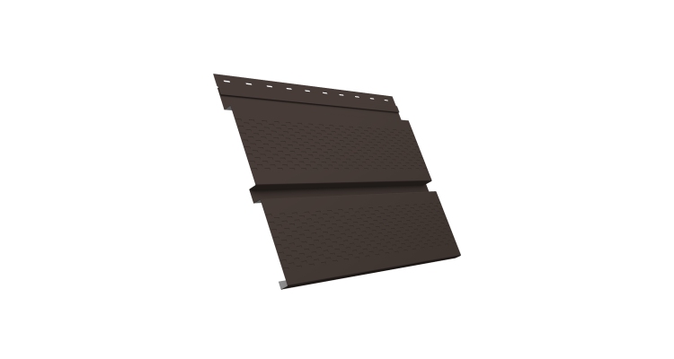 Софит металлический Квадро Брус с перфорацией 0,45 Drap TR с пленкой RR 32 темно-коричневый